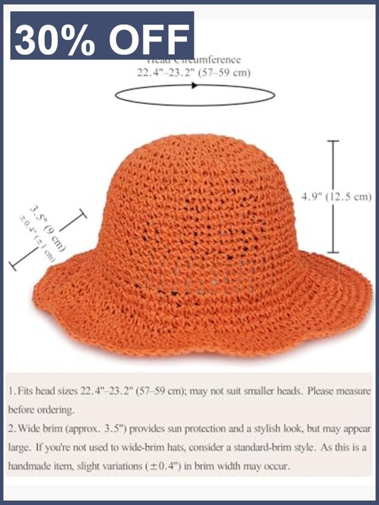 Wide Brim Straw Sun Hat - Foldable Floppy Beach Hat for Summer main image 4